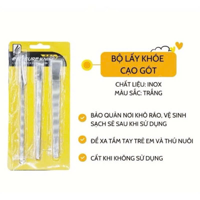 Bộ 3 Dao Lấy Khóe Móng Nhặt Da Khóe, Cắt Móng Gãy, Cạo Da Chai Sần, Loại Bỏ Da Chai Sần Ở Lòng Bàn Chân