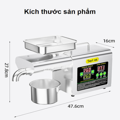 Máy ép dầu ăn thực vật chuyên dụng, dùng trong gia đình. Thương hiệu Mỹ cao cấp Septree - T2S - HÀNG CHÍNH HÃNG