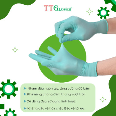 Găng Tay Y Tế Size S Màu Xanh Lá (100 Chiếc) _Không Bột Nitrile TTGLOVES