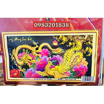 Tranh thêu chữ thập Long phụng sum vầy ED43, kích thước 95 x 54 cm