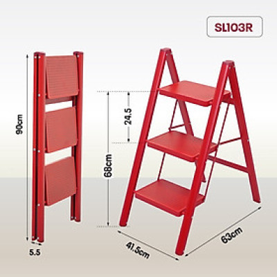 Thang ghế chữ A gấp gọn 3- 4 bậc bản to an toàn FUJIHOME nhập khẩu đa năng xếp gọn chính hãng thép Cacbon chống gỉ bền