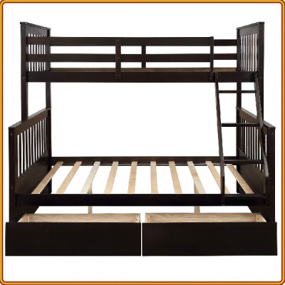 Giường 3 tầng Tundo màu nâu cầu thang treo 1m2