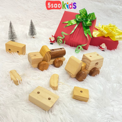 Ô tô lắp ghép mini bằng gỗ - 5saokids