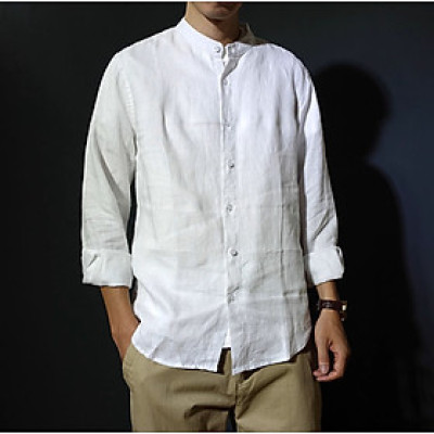 Áo sơ mi nam dài tay cổ trụ màu trơn Premium phong cách Unisex thời trang cao cấp MS04