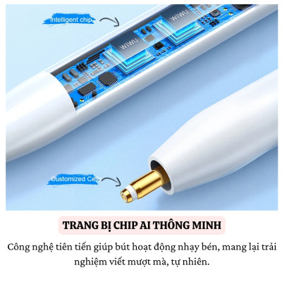 Bút cảm ứng cảm biến nghiêng chống tì tay sạc nam châm WIWU Stylus A01 cho iPad Pro Air Mini đời 2018 trở lên Gen 7 8 9 10 10.9 11 12.9 13 Mini 6 M1 M2 M3 M4 - Hàng nhập khẩu