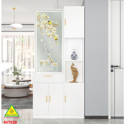 Vách ngăn phòng khách, vách ngăn tủ kệ bằng gỗm bình phong tranh  4VTK20 - NỘI THẤT LẮP RÁP VIENDONGADV