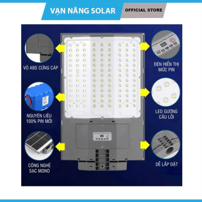 Đèn đường năng lượng mặt trời 3 mặt 400W