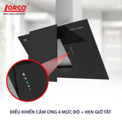 Máy Hút Mùi Kính Vát LORCA TA 6018P - 90cm - Hàng Nhập Khẩu Ba Lan Chính Hãng Sang Trọng Êm Ái Tiết Kiệm