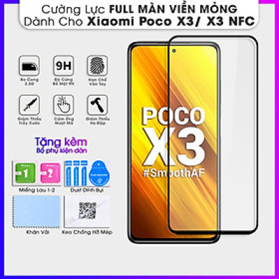 [Miếng dán màn hình] Kính Cường Lực Viền Mỏng Dành Cho Xiaomi Poco X3 / X3 NFC KHÔNG LẤN MÀN- Hàng Chính Hãng