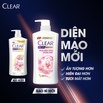 Dầu gội sạch gàu Clear Hoa Anh Đào đánh bay gàu & nhờn ngứa, sảng khoái cả ngày dài 630G