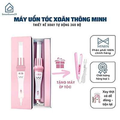 Máy Uốn Tóc Làm Xoăn Xoay Tự Động 360 Độ Hàng FULL BOX Chính Hãng MINIIN - Tặng Máy Ép Tóc