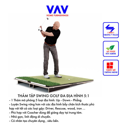 Thảm golf, thảm tập swing golf, thảm golf gấp gọn mô phỏng 5 loại địa hình.