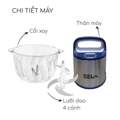 Máy Xay Thịt Thủy Tinh 2 Cối SEKA SK2287 - 1 Cối SK2288 - Xay Thực Phẩm Đa Năng - 500W (Model 2024) - Hàng Chính Hãng