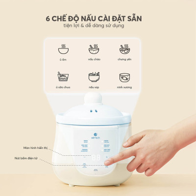 Nồi nấu chậm, nấu cháo, chưng yến 1L Elmich SCE-8524OL - Hàng Chính Hãng