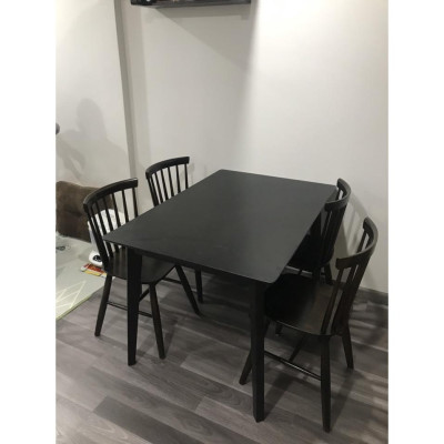 Bộ bàn ăn song tiện nâu 1m2 + 4 ghế tiện 7 nan  Thương hiệu Nội Thất Bình Long 