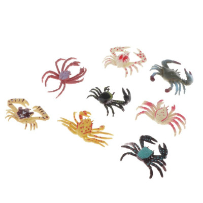Bộ 8 đồ chơi cua giả cho bé, mô hình 8 con cua mini dễ thương đồ chơi động vật biển
