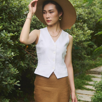 Áo Gilet Linen An Nam TOP203 thời trang thiết kế Hity