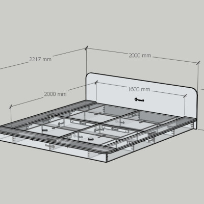 HAPPY FURNITURE , Giườngngủ NOAH , GNG_254 GNG_255 GNG_256 GNG_257 , 222cm x 16cm DxC