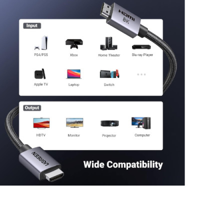 Cáp tín hiệu HDMI 2.1 dài 3M Ugreen 25911 8K@60Hz- Hàng chính hãng