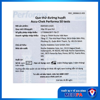 Hộp 50 Que Thử Đường Huyết ACCU-CHEK Performa