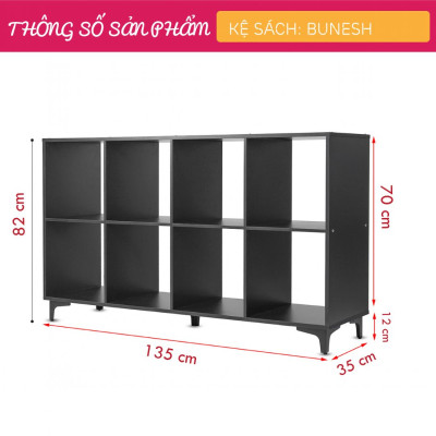 Giá sách gia đình thiết kế đẹp hiện đại SMLIFE Bunesh