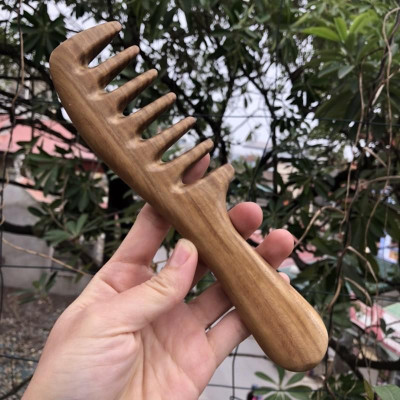 Lược răng thưa massage đầu bằng gỗ Thơm/ giúp lưu thông máui (Size: XL- 20cm) - COH259 