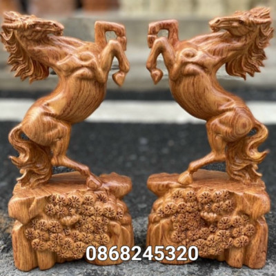 TƯỢNG CON NGỰA NHẤT MÃ PHI THIÊN BẰNG GỖ HƯƠNG ĐÁ KT CAO 15CM 