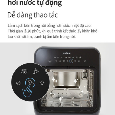 Lò nướng chân không kết hợp chức năng hấp Lock&Lock EJF693GRY Steam Air Fryer Oven (12.5 Lít) - Hàng chính hãng