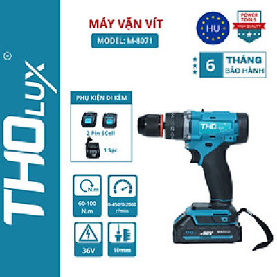 Máy vặn vít Tholux M-8071 Dùng pin Không Chổi Than, Lực Siết 100N.m