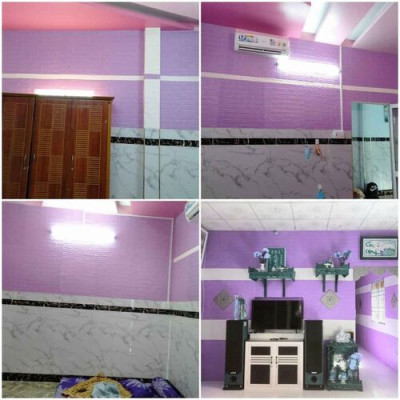 Bộ 5 Tấm Xốp Dán Tường 3D Giả Gạch Tím Nhạt 70cmx77cm