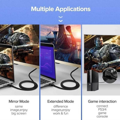Ugreen UG60438ED030TK 1M 4K 60Hz 2.0 18Gbps màu đen Cáp HDMI độ phân giải Cao - HÀNG CHÍNH HÃNG