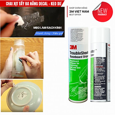 Chai Tẩy Đa Năng Keo Decal ...Tường, Sàn, Vách ngăn, Nhựa Vinyl. Sợi thủy tinh Gốm, sứ, Đá. Cẩm thạch 3M TroubleShooter - 21OZ/ 600g