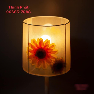 Đèn bàn gỗ hoa mặt trời 3D 