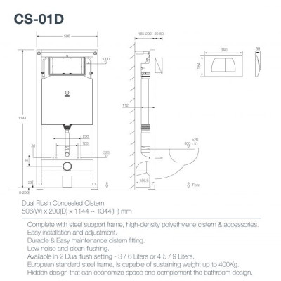 Két nước âm tường nhập khẩu ORIN CS-01D