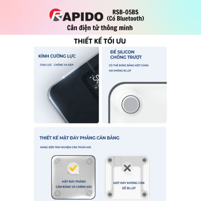 Cân sức khỏe Rapido RSB05-BS - Hàng chính hãng - Bảo Hành 12 Tháng