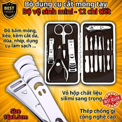 Bộ dụng cụ cắt móng tay 12 chi tiết làm bằng thép không gỉ cao cấp – Dụng cụ vệ sinh mini, tỉa lông mũi độc đáo D Danido