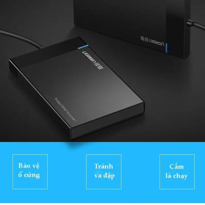 Ugreen UG30848US221TK 30CM dây tích hợp màu Đen Hộp đựng ổ cứng 2.5inch chuẩn SATA - HÀNG CHÍNH HÃNG