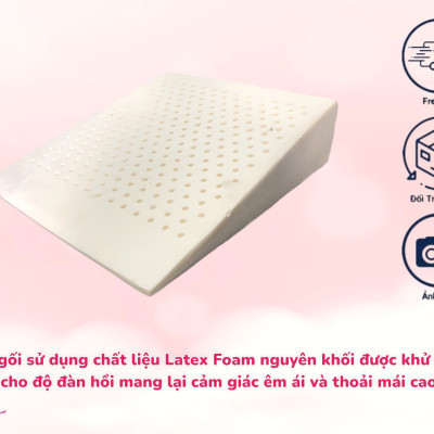 Gối Latex Foam Chống Trào Ngược Cho Người Lớn Kingroll Tặng Kèm Áo Vải Lưới 5D Thoáng Mát Được Bọc Sẵng