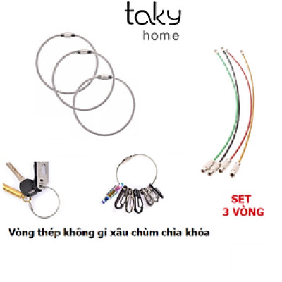 3 Vòng Thép Không Gỉ, Xâu Chùm Chìa Khóa, Có Chốt Ren Vặn Giữ Chặt, Móc Xâu Chùm Khóa, Móc Xâu Đa Năng. TakyHome 5090
