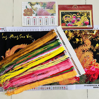 Tranh thêu chữ thập Long phụng sum vầy ED43, kích thước 95 x 54 cm
