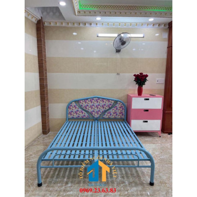 Giường sắt cao ĐẠI THÀNH cấp mẫu mới 1m8X2m màu xanh