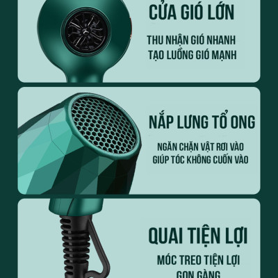 Máy Sấy Tóc Deliya DLY 2300 công suất lớn ( 1200W)- Hàng chính hãng- Tặng kèm bộ bấm móng