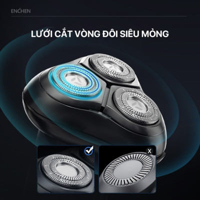 Máy Cạo Râu Enchen BlackStone8 Đầu cạo linh hoạt 3D Tốc độ nhanh, cạo sạch hơn - Hàng chính hãng
