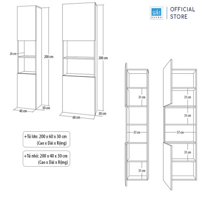 Tủ Sách Gỗ Hiện Đại Nhiều Ngăn Đa Năng SIB Decor KG34