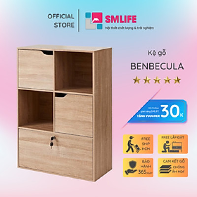 Kệ sách bằng gỗ đẹp trang trí gia đình SMLIFE Benbecula