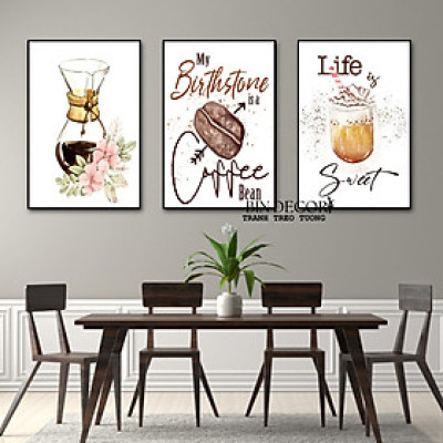 Tranh treo tường cà phê 35 trang trí decor quán đồ uống kèm đinh treo