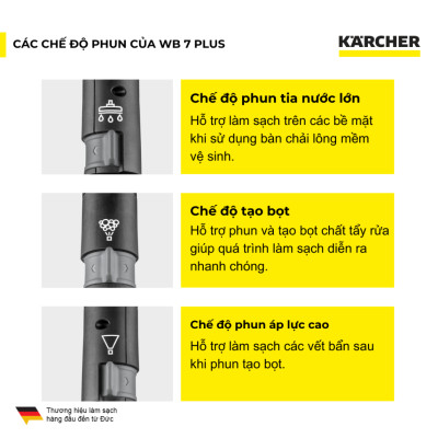 Bàn chải đa năng 3 trong 1 WB 7 Plus Karcher: kết hợp với máy phun rửa áp lực cao Karcher để làm sạch xe hơi, xe máy - Hàng Chính Hãng