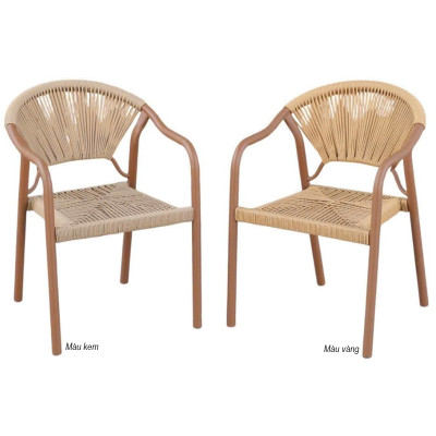 Ghế ngoài trời nệm dây nhựa đan CC2038-T Nội thất Capta Ghế cafe sân vườn khung sắt sơn tĩnh điện màu nâu 
