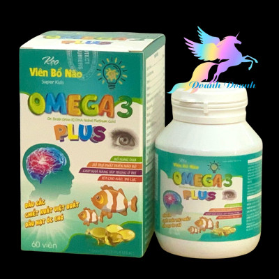 Kẹo viên bổ não OMEGA 3 Plus, hộp 60 viên ,Bổ sung DHA hỗ trợ phát triển não bộ, giúp tăng khả năng tập trung của trẻ