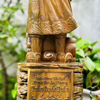 TƯỢNG TRẦN QUỐC TUẤN TRẦN HƯƠNG ĐẠO VƯƠNG BẰNG GỖ TRẮC XANH CỰC ĐẸP KT CAO 60×22×18CM 